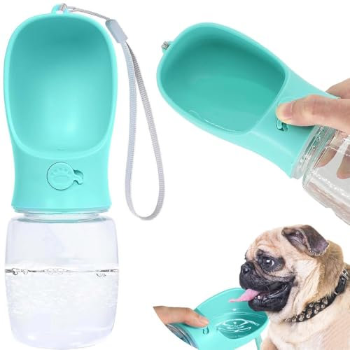 Borraccia Portatile per Cani, Capacità 380 Ml., Bottiglia Acqua per Cani, Porta Acqua per Cuccioli Cane Gatto, per Animali Domestici, Viaggi a Prova di Perdite, Sete Passeggiata Esterno Corsa
