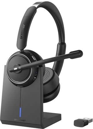 SKYCOMET Wireless Headset with Mic for Work, Bluetooth Headphones with Microphone, Wireless Headset with USB Dongle for Work/Home/Call Center/PC/Computer/Zoom/Teams