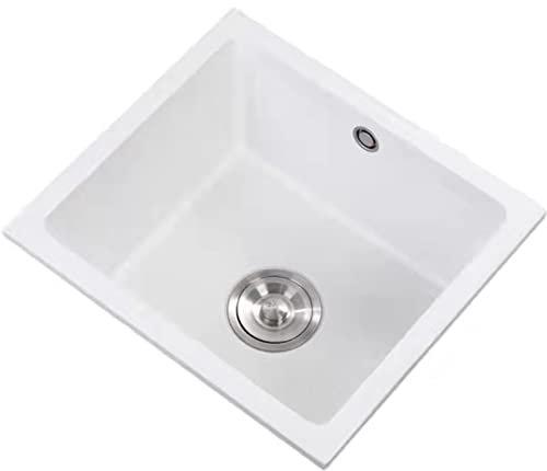 CCKUYT Fregadero de Piedra de Cuarzo, Fregadero Cuadrado Blanco, Fregadero de Cocina, Fregadero de Bar, fregaderos para Apartamentos, lavabos Blancos para Balcones.