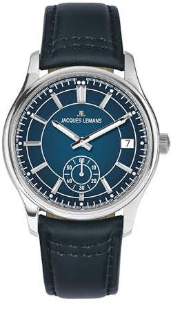 JACQUES LEMANS - Armbanduhr Date Derby - Quartz Uhrwerk - Gehäusedicke: 10 mm - Gehäusebreite: 41 mm - Edelstahl - 10 ATM