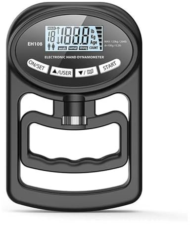 Comprobador de fuerza de agarre, dinamómetro de mano digital de 265 lb/120 kg, medidor de fuerza de agarre ergonómico, pantalla LED for entrenamiento de potencia Medición de unidades múltiples