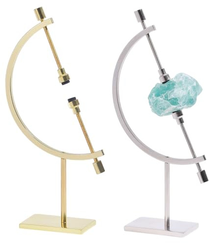 FREEBLOSS 2 Pcs Tone Metal Sphere Holder Caliper Stand Adjustable Crystal Display Stand for Stones Gemstone Sphere Home Decor, Gold and Silver