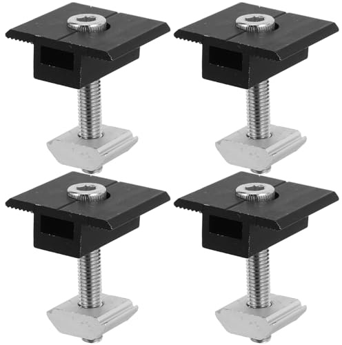 DEARMAMY 4 pezzi Morsetti Medi in Alluminio per Montaggio Pannelli Fotovoltaici Staffe di Fissaggio Regolabili per Tetto Kit Supporto Fotovoltaico Compatibile con Rv Barca Casa e Caravan