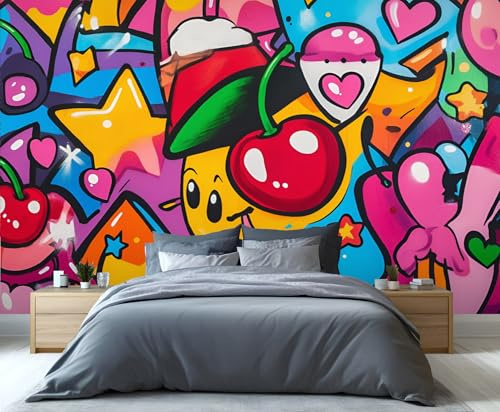 YXQAIED Graffiti Wallpaper, Abstract Colorful Photo Wallpaper, Hip-Hop Pop Art Wall Paper for Living Room, Not Self-Adhesive Bedroom Murals & Home Decor