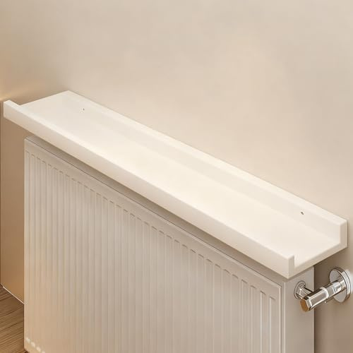 Étagère de Radiateur 30-120 cm Etagere Murale, Cache-radiateur Intérieur, Étagères de Rangement et de Décoration, Charge Maximale 25 kg(White,120X12CM)