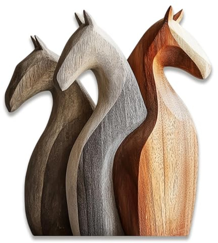 Cunegra 2D-Flache Pferde Holz Deko, Holzpferd Wohnaccessoires & Deko, Süße Geschenke für Pferdeliebhaber, Pferd Holzskulptur Herzdekoration, Tierdekorationen für Zuhause und Büro