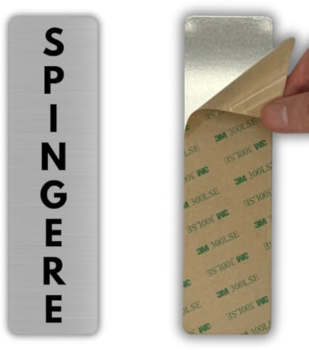 LEIASA | Insegna Spingere la Porta - 5x18 cm - Alluminio - Spingi ed Entra | Cartello Spingere Impugnatura, Adesivo Push Pomello, Segnale Spinta Vetrata, Targa Spingere Varco, Avviso Antipanico