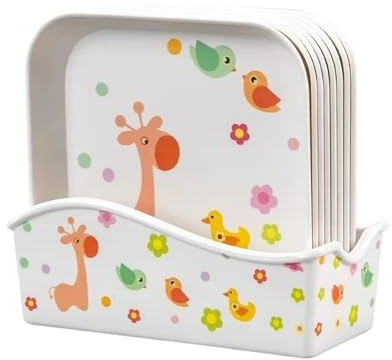 Genérico Plato for escupir Huesos, 8 Piezas, Plato for Pastel de Frutas con Base, vajilla melamina Apta for lavavajillas, Juego Basura for Mesa pequeña(Asuka Square)