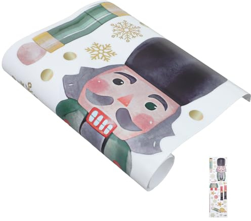 Zerodeko Nutcracker Soldier Wall Decals Christmas Classroom Decorations 102X30Cm Snowflake Window Stickers Xmas Door Stickers Holiday Winter Wall and Door Decor