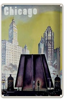 Femer Blechschild Reise 20x30 cm Chicago Amerika Retro Deko Schild