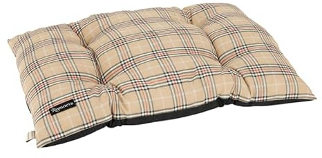 Romneys Hundekissen New Tartan 70 x 100 cm – großes Liegekissen für Hunde - Baumwolle, leichte Polyesterfüllung - Waschbar bei 30 °C (beige-kariert)