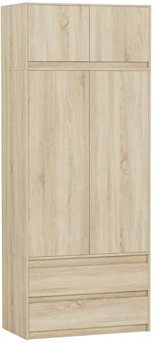 Framire Schrank B-9-N-TIP – Sonoma Eiche, 90 x 40 x 234 cm – Hochschrank mit Aufsatz für Flur und Wohnzimmer, Modern B-9-N-TIP