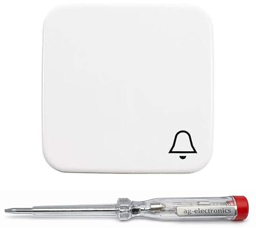 Spannungsprüfer 120-250V® + BUSCH-JAEGER Wippe 2520 KI-214 Symbol Klingel alpinweiß