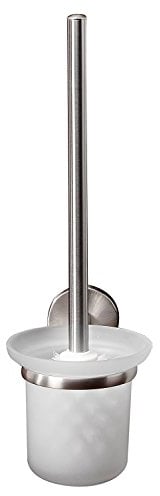 Fackelmann Toilettenbürste mit Halter FUSION, WC-Garnitur, WC-Bürste mit vernickelter Wandhalterung (Farbe: Silber/Milchig), Menge: 1 Stück