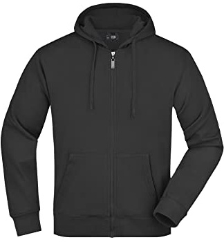 James & Nicholson Herren Kapuzenjacke - Klassische Sweatjacke mit doppellagiger Kapuze | Farbe: black | Grösse: L