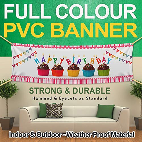 Cartel de PVC de 2 x 6 pies a todo color, diseño personalizado, para fiestas, negocios, cumpleaños, boda, decoración exterior