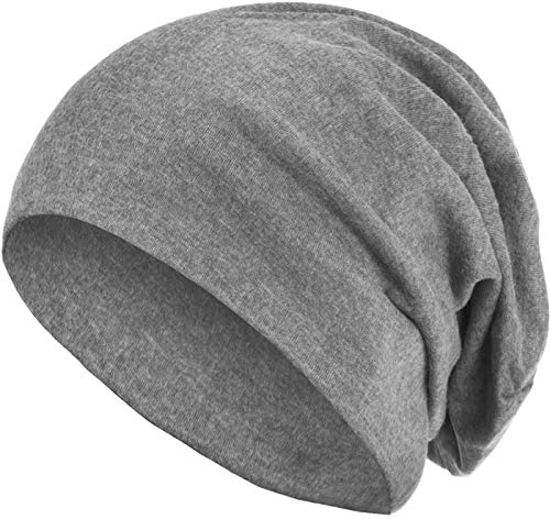 style3 Warme Herbst Winter Slouch Beanie XXL aus atmungsaktivem, feinem und leichten Jersey Unisex Mütze Wintermütze One Size, Farbe:Hellgrau