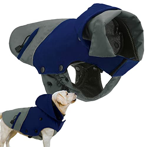 PETLOFT Hundewinterjacke, Reflektierende Hundewinterjacke Winddicht Warme Fleecejacke für Draußen Hundewinterjacke mit Herausnehmbarem Fleecefutter (M, Navy blau)