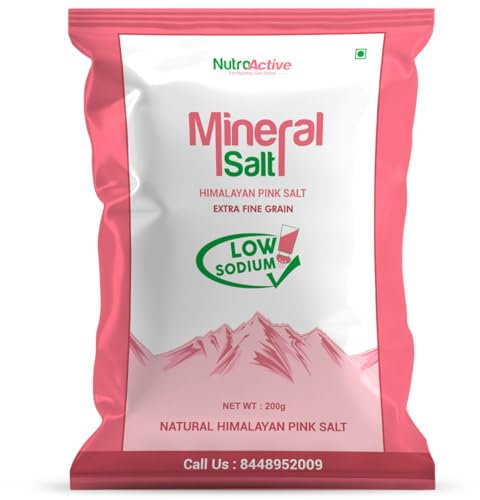 NutroActive Sel Minéral À Faible Teneur En Sodium De L'Himalaya Sel Rose Grain Extra Fin 200G