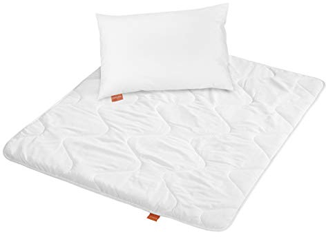 sleepling 197120 Kinder Betten Set | Kinderkopfkissen Kissen 40 x 60 cm + Bettdecke 100 x 135 cm Sommerdecke | Mikrofaser Decke | Ökotex | Wärmeklassengarantie | Made in EU, weiß