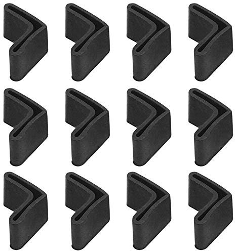Carkio Angle Iron End Cap 50mm x 50mm x 4mm, Angle Iron Leg Black Rubber Foot Covers, L Shaped Rubber Foot Pads Covers, 12 Pack