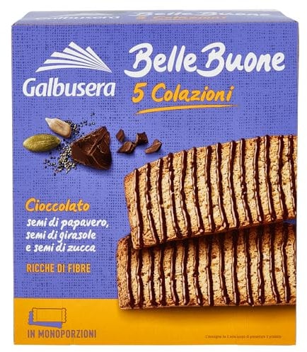 Galbusera Belle Buone Cioccolato con semi di papavero, semi di girasole e semi di zucca, 5 colazioni, 200g