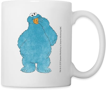 Spreadshirt Sesamstraße Krümelmonster Naschen Kekse Tasse, One size, Weiß