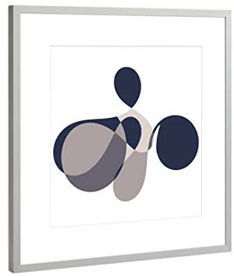 artboxONE Poster mit Rahmen Silber 30x30 cm Blur Abstract Grey Blue von Sasha Lend - gerahmtes Poster