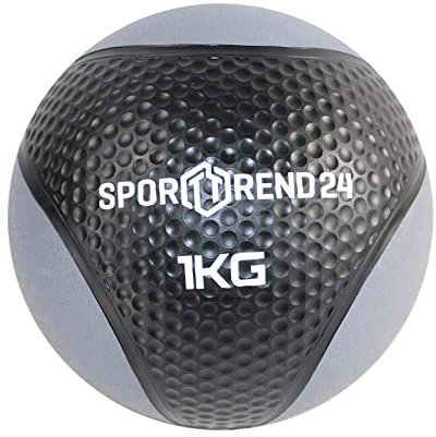 Sporttrend 24® Medizinball 1kg, 2kg, 3kg, 4kg, 5kg, 6kg, 7kg, 8kg, 9kg, 10kg, 12 kg in schwarz | Gewichtsball, Trainingsball, Gewicht Ball, Bälle, Fitness (Schwarz, 1 kg)
