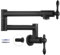 Heyalan Stainless Steel SUS304 Matte Black 19 Pot Filler Faucet Double Joint Spout Stretchable Swing Arm with Single Hole Two Handles Wall Mounted Commercial Kitchen Faucet