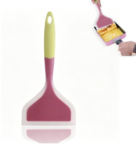 Espátulas de silicona para cocinar, cuchara para tortitas de silicona verde, espátula ancha antiadherente y espátula para pasteles, filetes y pizza, utensilio de cocina ligero de 26 cm