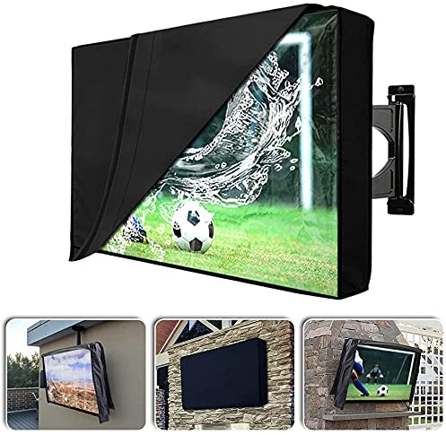 Cubierta de TV para exteriores con cubierta de televisión frontal transparente UCARE 600D Impermeable Oxford TV Set Cover Pantalla de TV transparente con todo incluido A prueba de polvo (22-24'')