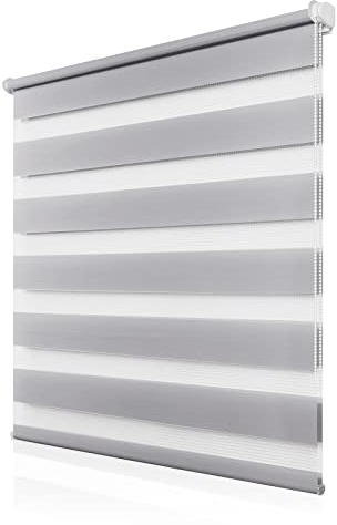 Doppelrollo Klemmfix ohne Bohren 70x150cm(BxH), Rollos für Fenster ohne Bohren Hellgrau, Duo Rollo Klemmrollo, Lichtdurchlässig & Sichtschutz,Fenster Rollos für Innen