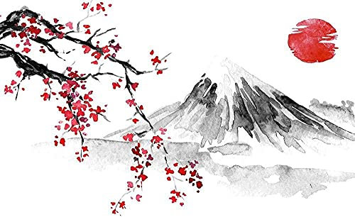 XLMING XHXI 3D PVC Wallpaper Autoadhesive Japanese Landscape Japanese Painting Waterproof Sticker Poster 3D Wallpaper Living Room The Wall for Bedroom Effect Mural border-430cm×300cm