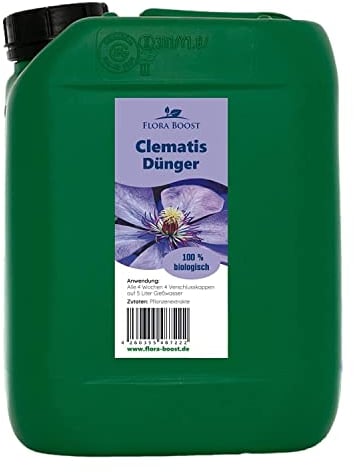 Konfitee Clematis Dünger Flora Boost 5000ml I Für bis zu 1000L Gießwasser I Blumendünger für Topf- & Kübelpflanzen I Flüssiger Blatt- & Wurzeldünger I 100% natürlicher Pflanzendünger