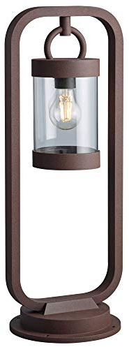etc-shop Außenstehleuchte Sockelleuchte Wegeleuchte rost Retro Gartenleuchte Stehlampe mit Dämmerungssensor, Aluminiumdruckguss, 1x E27, BxH 23x60 cm