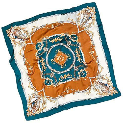 FAIRYGATE Seidentuch Haare Halstuch Bandana Schals & Tücher für Damen Kopftuch Hijab Tuch Schal Quadrates Bedrucktes 70x70cm 96011