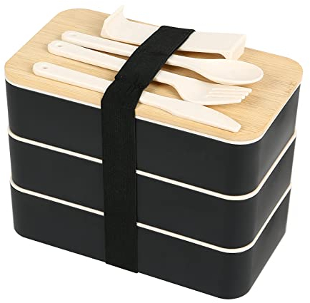 Ownant Lunchbox Bento Box Brotdose Mit Fächern für Erwachsene und Kinder Bento Box Mikrowellengeeignet und Spülmaschinenfest (Drei Etagen)