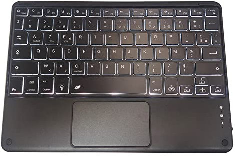 Clavier Bluetooth AZERTY avec Pavé Tactile,7 Couleurs Rétro-éclairé Clavier de Tablette avec Touchpad, Clavier sans Fil pour iPad, iPad Pro, iPad Air, Mac, Samsung, iOS Android Windows,Noir
