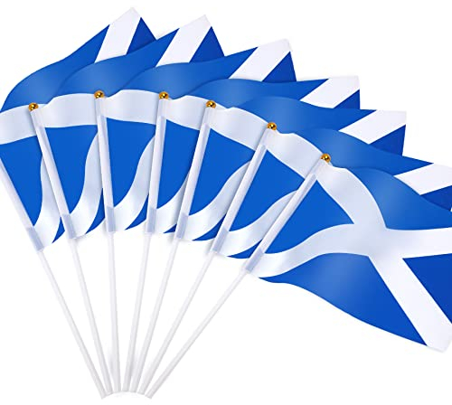 JUNEBRUSHS 20 Pcs Scotland Flag, 14x21cm Mini Handheld Flags Pocket National Flags 2025 St. Andrew's Day Decorations (Scottish flags)