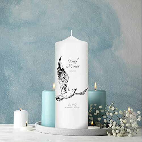 Wandtattoo Loft Trauerkerze personalisiert mit Namen und Datum, Motiv mit Möwe, 18cm x 7cm, personalisierte Trauerkerze, Kondolenzkerze, Beileidskerze, Trauerlicht, Grabkerze