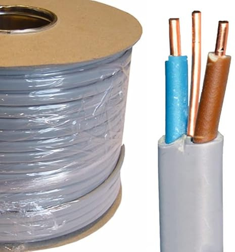 6mm Twin And Earth Cable outdoor DIY Electric Socket Wire Cable Flat Grey PVC Lighting Electric Cable 6242YH BASEC (PX Manufacturing) 1M (10M)