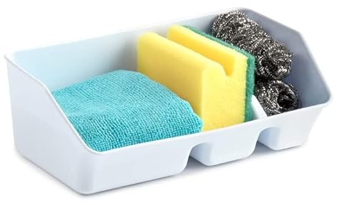 CABLEPELADO Organizador Fregadero estropajero, Organizador de Fregadero, Guarda Estropajo de Cocina, Soporte para Fregadero Estropajo de Cocina, 21.5 cm Longitud, 3 módulos, Plástico, Blanco