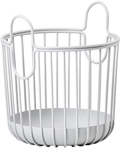 Zone Denmark Inu Korb zur Aufbewahrung, Kleiner Aufbewahrungskorb für Küche, Bad, Kinderzimmer, Home-Office, aus Metall, Durchm. 10,5 cm, Höhe 13,5 cm, Soft Grey (Grau)
