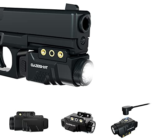 GAZESHOT Pistolenlicht Taktische Taschenlampen Mini 800 Lumen Waffenlicht Magnetisch USB Wiederaufladbar Mit Stroboskop-Modus Für GL Glock Und Picatinny Rail