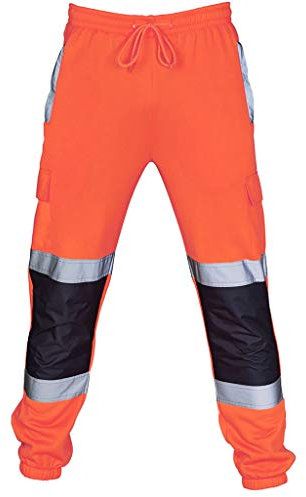 Pantalon Cargo Homme Chasse Coton Long Pantalon Reflektierende Multi-Pocket-Trainingshosen Militaire Sport Peintre Short Survêtements Travail Chino Treillis Regular Jean Homme Orange XL