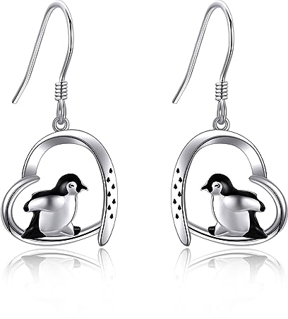 Pinguin Ohrringe 925 Sterling Silber Pinguin Ohrhänger Pinguin Muttertag Schmuck Geschenk für Damen