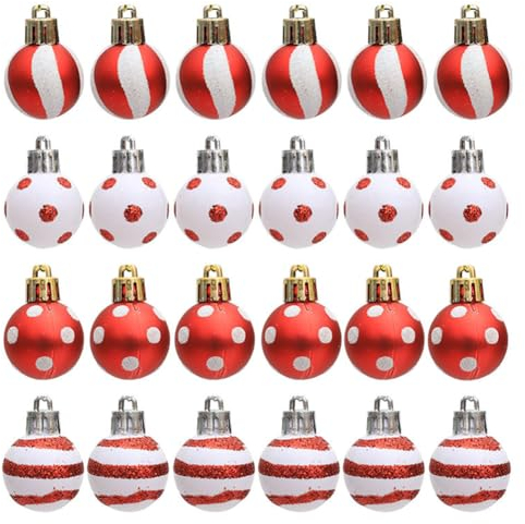 Zsail Weihnachtsball 24 Stücke Weihnachtsschmuck Weihnachtsbaum Ornament Set Ball Ornaments (Weihnachtskugel-Wellenpunkt)