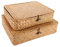 APACALI 2PCS Panier Osier avec Couvercle, Panier en Rotin Tressé Fabriqué à Manograss, Panier en osier avec couvercle, Paniers Rectangulaires de Rangement pour étagères