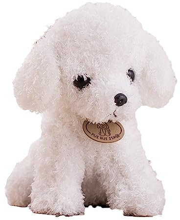 Asudaro Teddy Hund Puppe Plüsch Spielzeug 20cm/25cm Simulation Hundespielzeug Kinder Schlafspielzeug Niedliches Tier Haustier Welpe Bichon Frise Plüschtiere Hund Puppe Stofftier Kuscheltier weiß 25CM